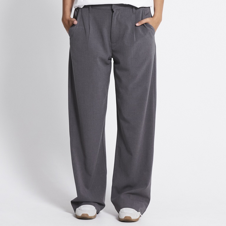Mid waist wide dress pants "Tori" Grey Melange